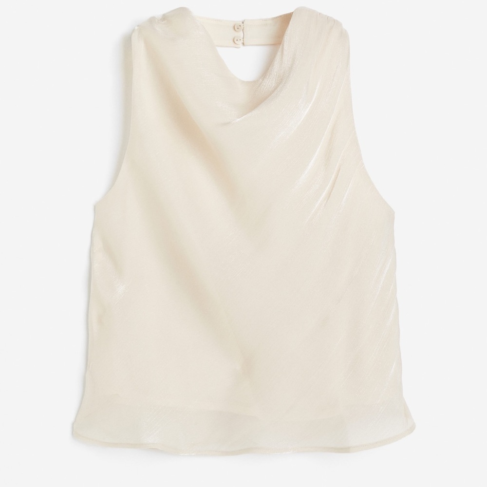H&M White Satin Halterneck Top Size Medium